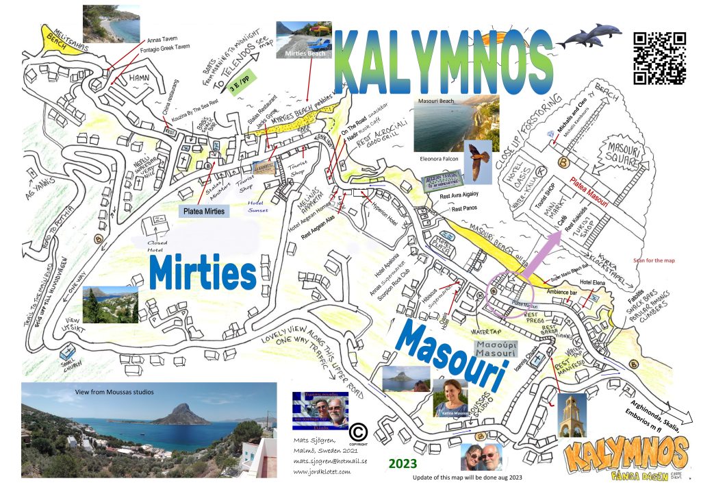 Map of Mirties and Masouri at Kalymnos
